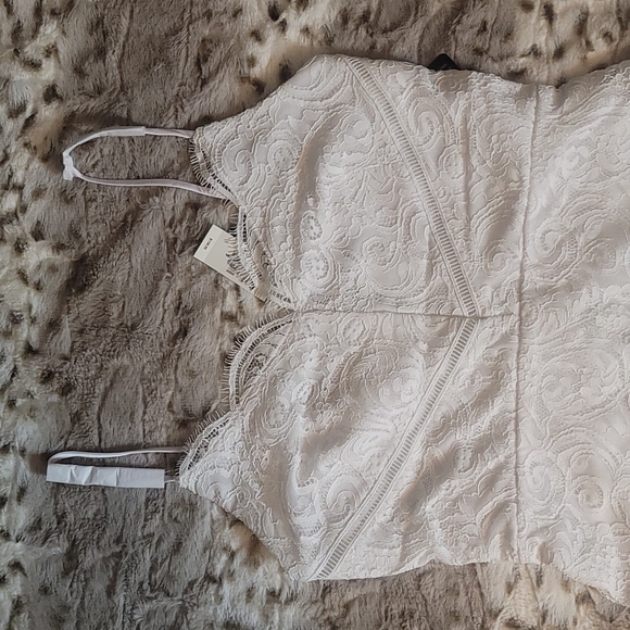 NWT EXPRESS Scalloped Lace Midi Sheath Dress - Picture 5 of 15